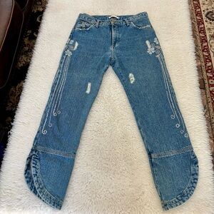 Carlos Di Domenco w/ Rhinestones Distressed Cropped Jeans size EU40 US 28